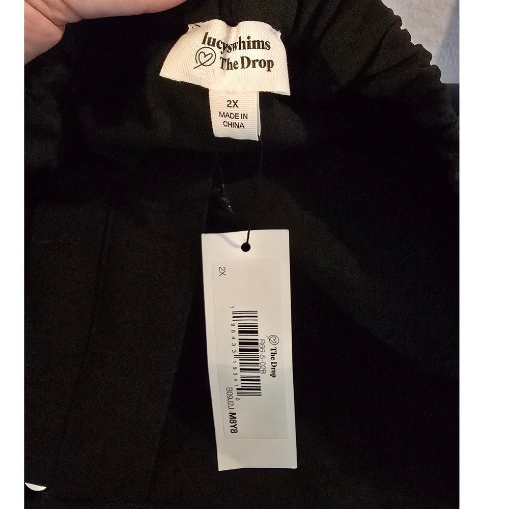 The Drop Lucyswhims Black Strapless Front Zip Tie Waist Jumpsuit 2X NWT - Picture 6 of 9